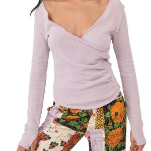 NWT Free People “Like a Boss” wrap sweater in Lilac.
